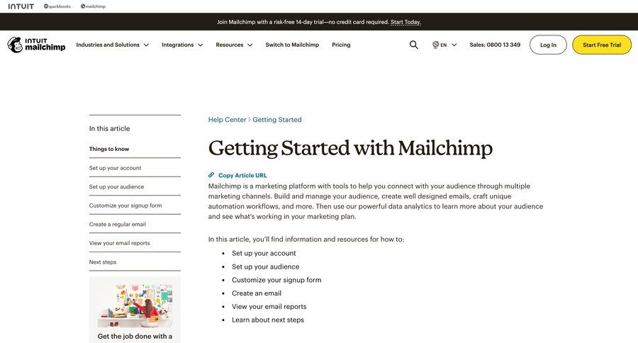 Mailchimp
				article ui page example