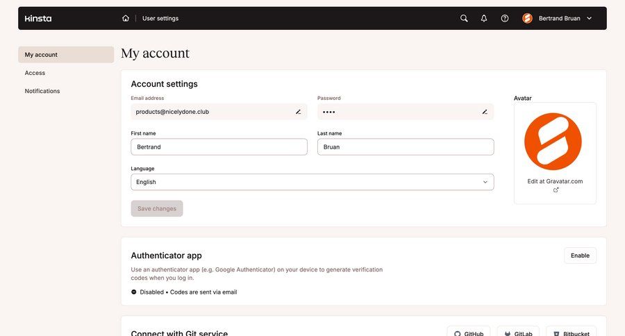 Kinsta
			 settings account management form user settings account settings sidebar user profile ui page example