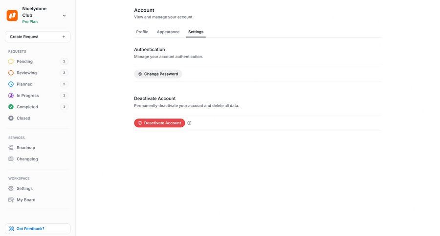 UserJot
			 settings account management account settings authentication password management change password ui page example