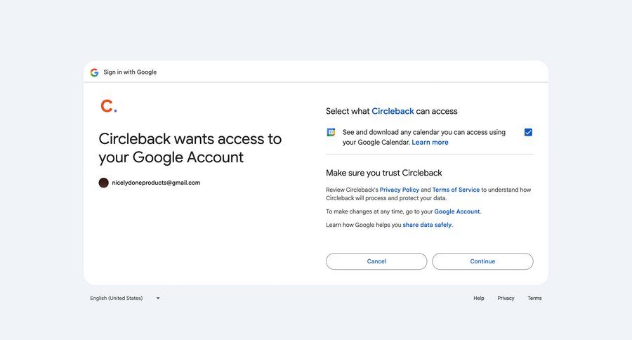 Circleback
			signin onboarding form modal & popover security form security account management ui page example