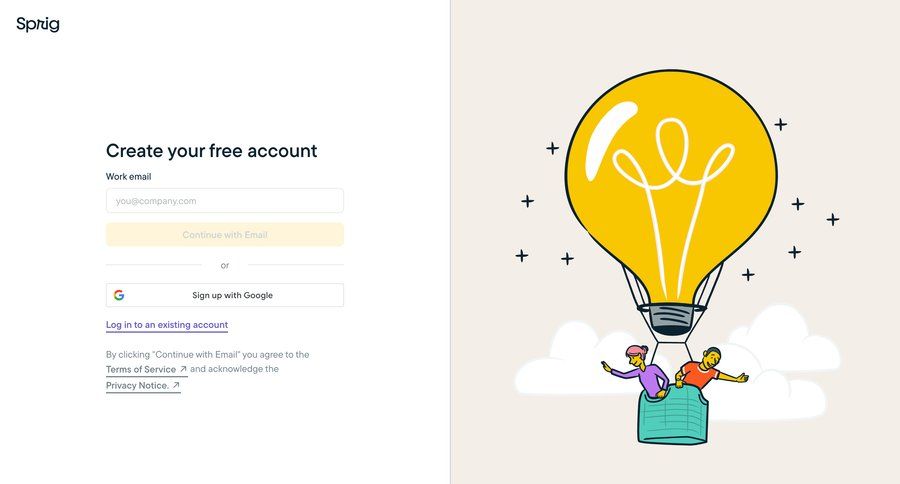 Sprig
				signup page example