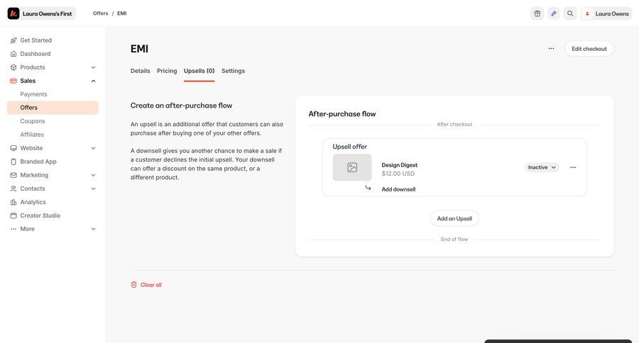 Kajabi
			settings detail page integration settings e-commerce sidebar ui page example