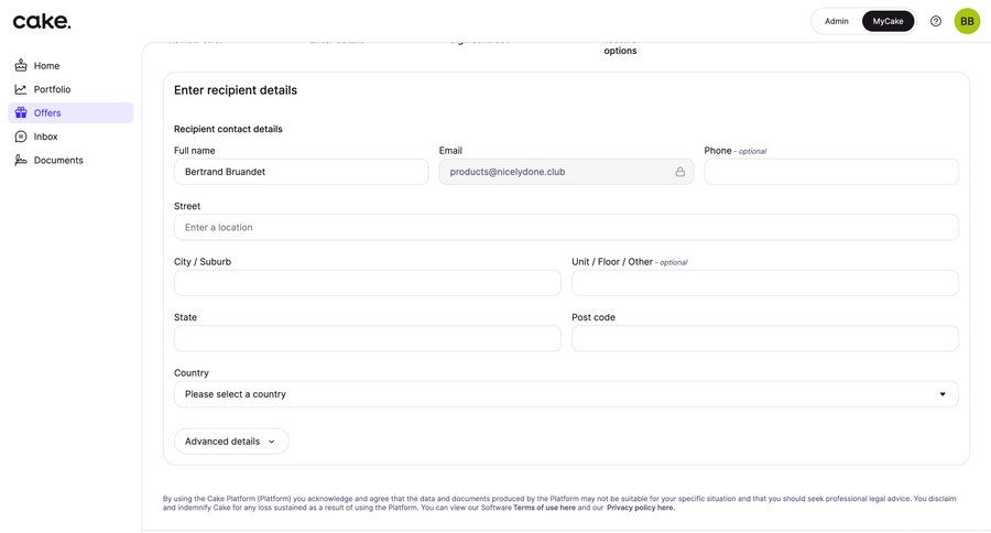 Cake
			 sidebar navigation form data entry ui page example