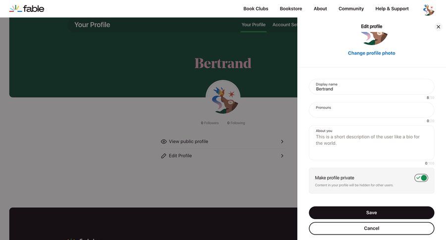 Fable
				settings page example