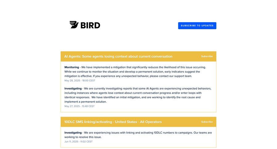 Bird
				system status ui page example