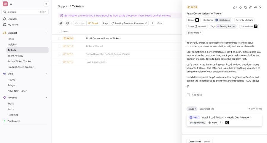 DevRev
			detail page popover sidebar navigation split view issue tracking dropdown filters sidebar menu conversational ui page example