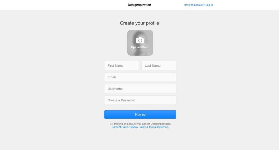 Designspiration
				signup page example