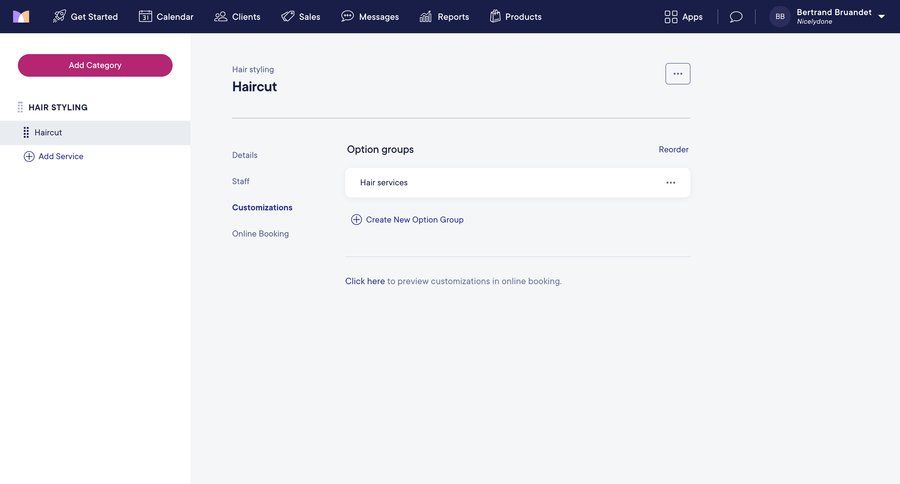 Mangomint
			 settings sidebar navigation grid menu reorder ui page example