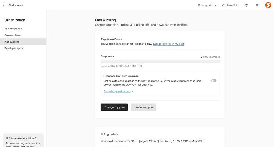 Typeform
				settings ui page example