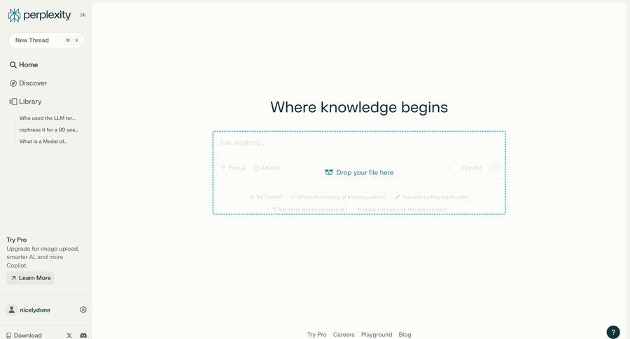 Perplexity
			 sidebar navigation artificial intelligence file upload content discovery upload image file upload modal navigation sidebar knowledge management sidebar user profile research navigation menu menu navigation links file uploader upload file upload media upload documents modern file picker ui page example