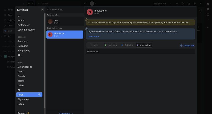 Missive
			 trial banner settings modal ui page example
