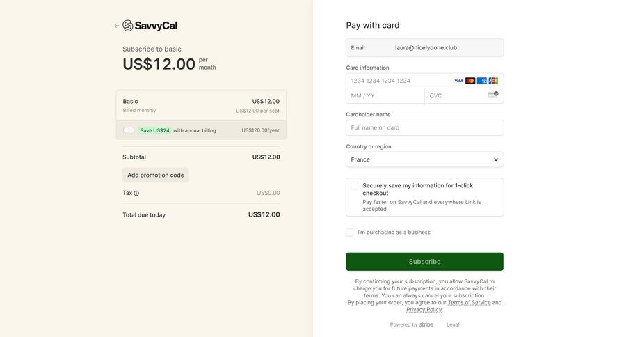 SavvyCal
			 form subscription management payment method payment history pay service plans payment options product packages checkout screen payment page pay bill payment confirmation payment processing ui page example