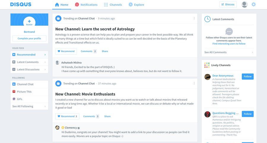 Disqus
				home page example