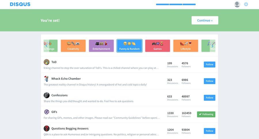 Disqus
				onboarding page example