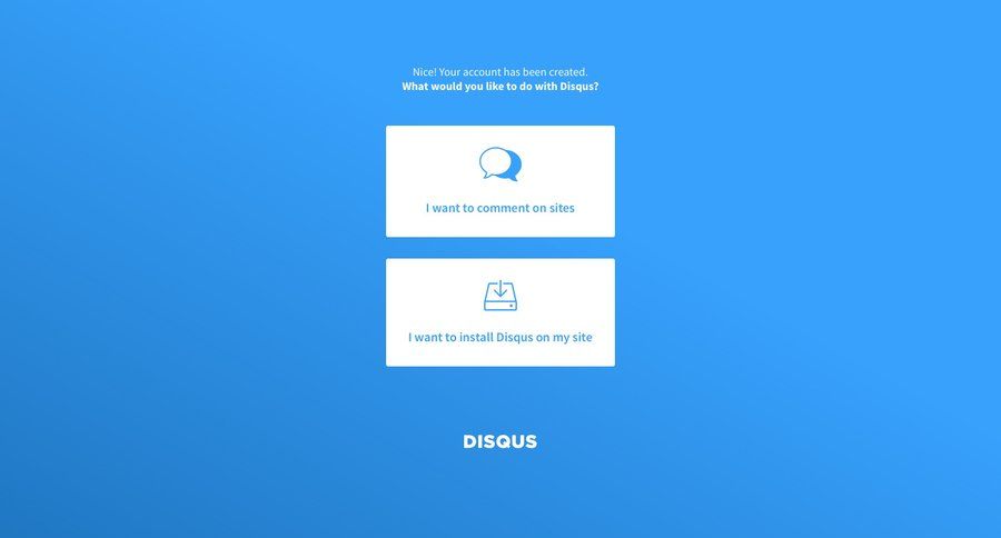 Disqus
				onboarding page example