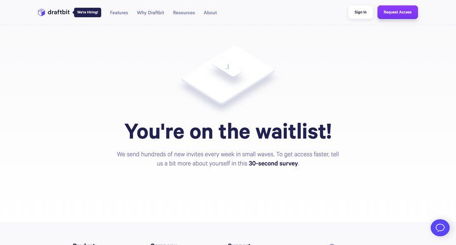 Draftbit
			signup waitlist sign in confirmation ui page example