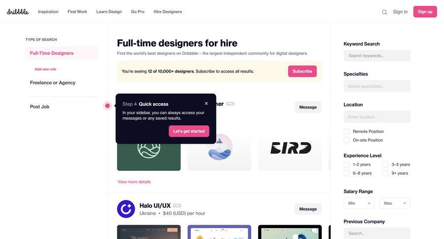 Dribbble
			 ux ui design