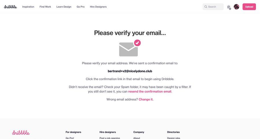 Dribbble
				onboarding page example