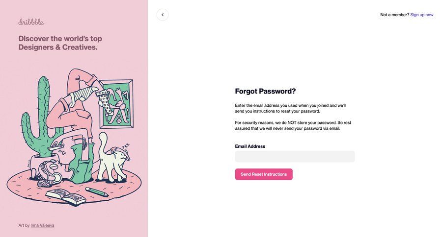 Dribbble
				password reset page example