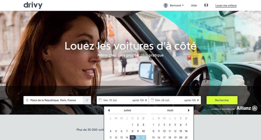 Drivy
				calendars page example