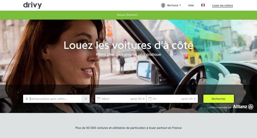 Drivy
				home page example