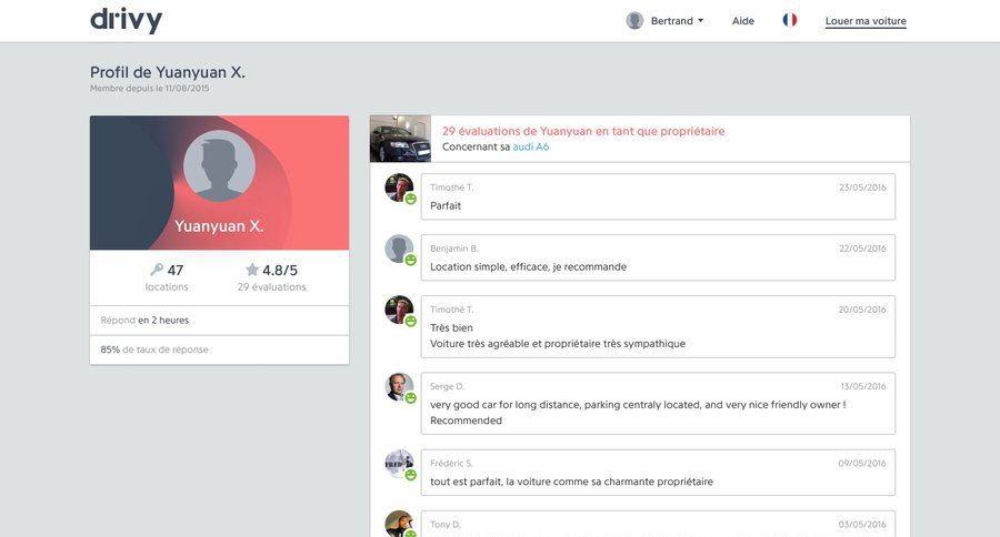 Drivy
				profile page example