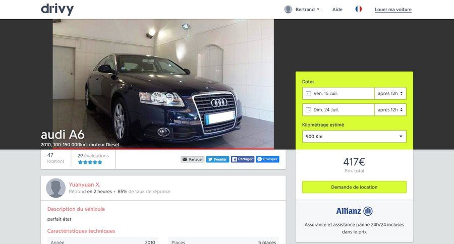 Drivy
				detail page page example