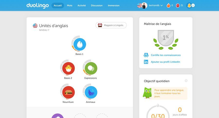 Duolingo
				home page example