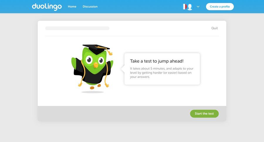 Duolingo
				onboarding page example