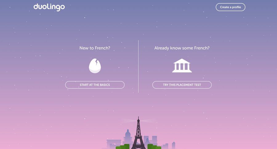 Duolingo
				signup page example