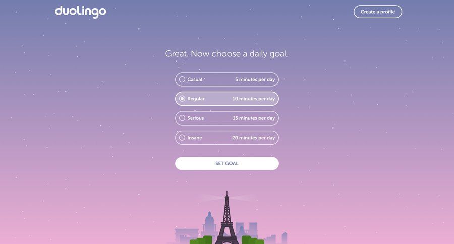 Duolingo
				signup page example