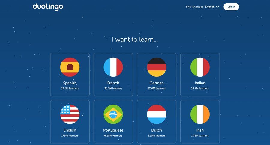 Duolingo
				signup page example