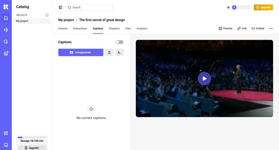 Kinescope
				empty state ui page example