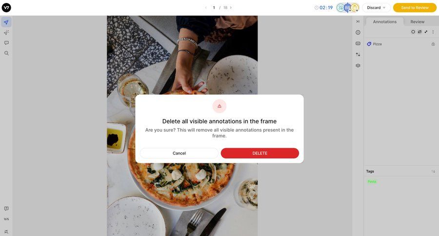 V7
			 artificial intelligence delete modal confirmation tagging rounded corners machine learning sidebar alert review ui page example