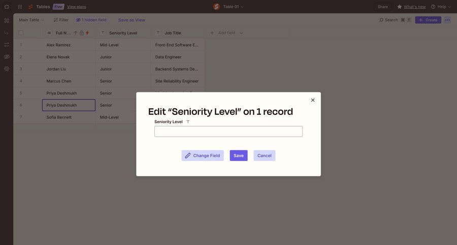 Zapier
			 modal screen data management data entry bulk edit table ui page example