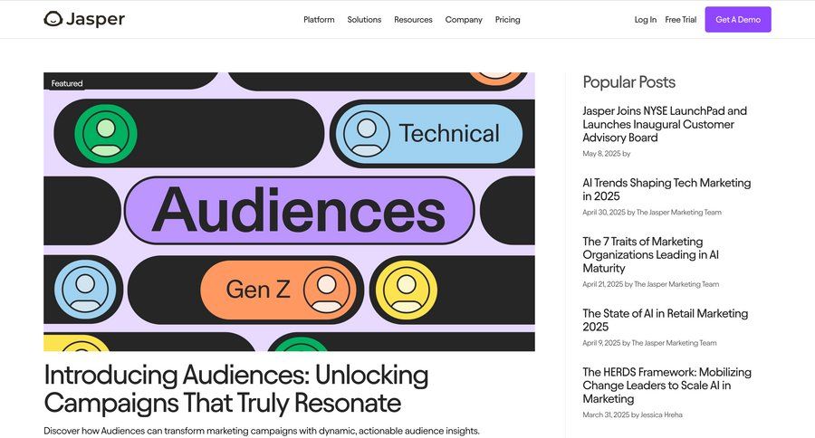 Jasper
				blog ui page example