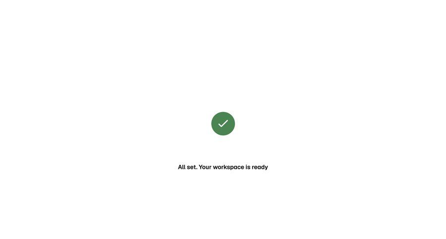 Magnific
			onboarding success state confirmation workspace creation confirmation screen ui page example