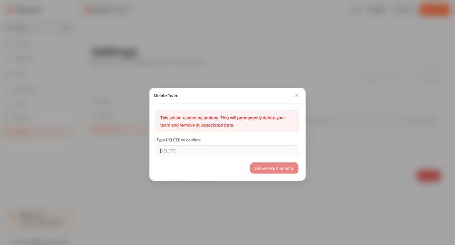 Firecrawl
			settings modal & popover delete confirmation settings confirmation confirmation message ui page example