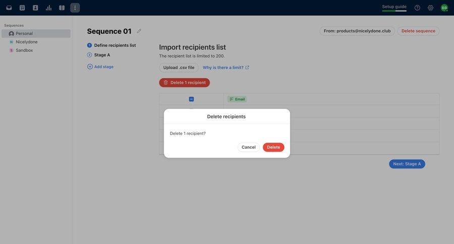 Front
			 configuration onboarding delete confirmation modal dialog file upload modal campaign management sidebar confirmation message configuration screen ui page example