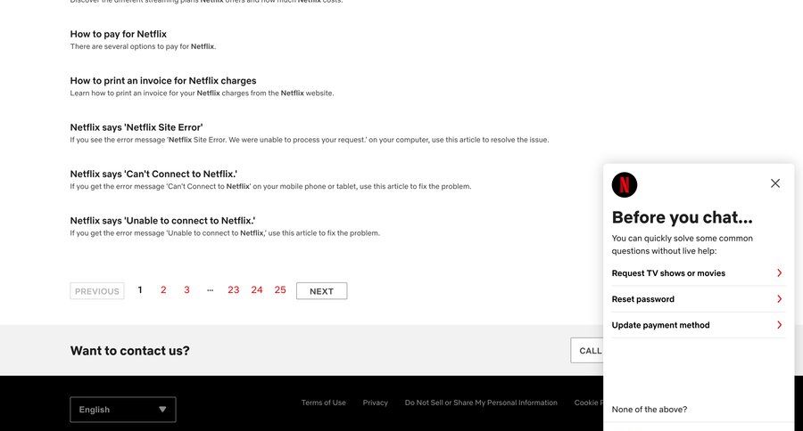 Netflix
			popover support / help center password update ui page example