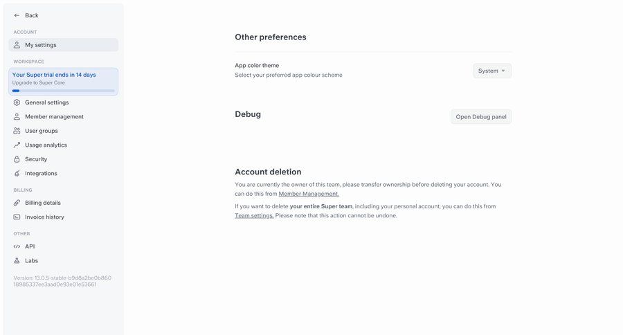Super
				settings ui page example