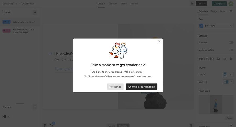 Typeform
			   ux ui design