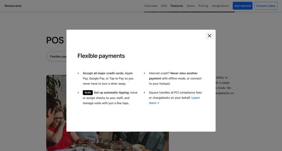 Square
			 grid offline mode payment processing pci compliance features management ui page example