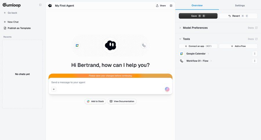 Gumloop
			 workflow automation conversational interface ui page example