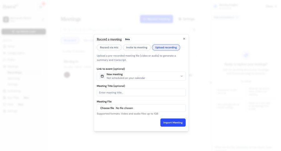 Fyxer
			 file upload modal call transcript ui page example