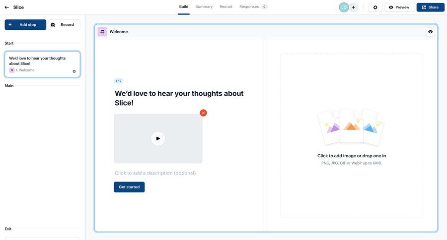 Ballpark
			 configuration user research file upload drag and drop upload image form building rounded corners tutorial sidebar guided tour modern ui page example