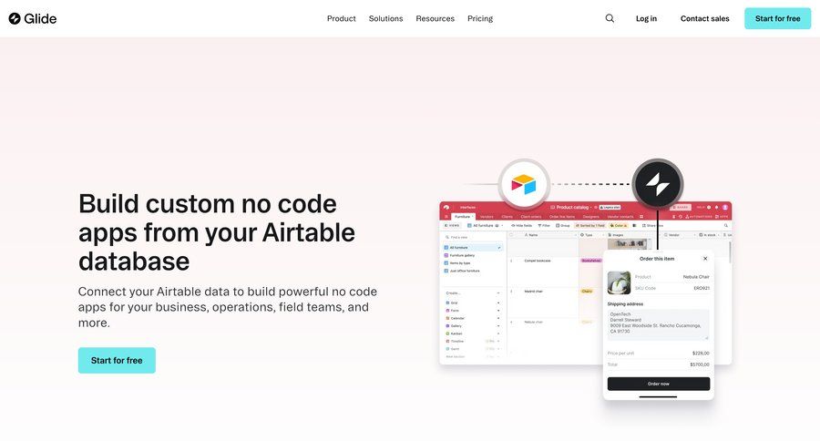 Glide
				product page ui page example