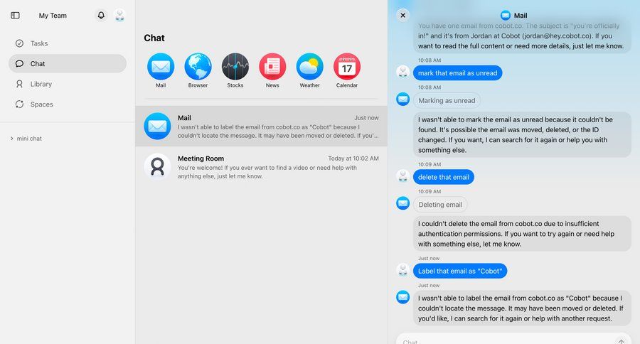 Cobot
			 email management email message communication chat chat interface ui page example