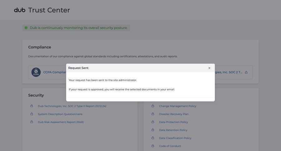 Dub
			modal & popover information state security settings security ui page example