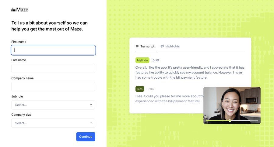 Maze
			 account setup ui page example